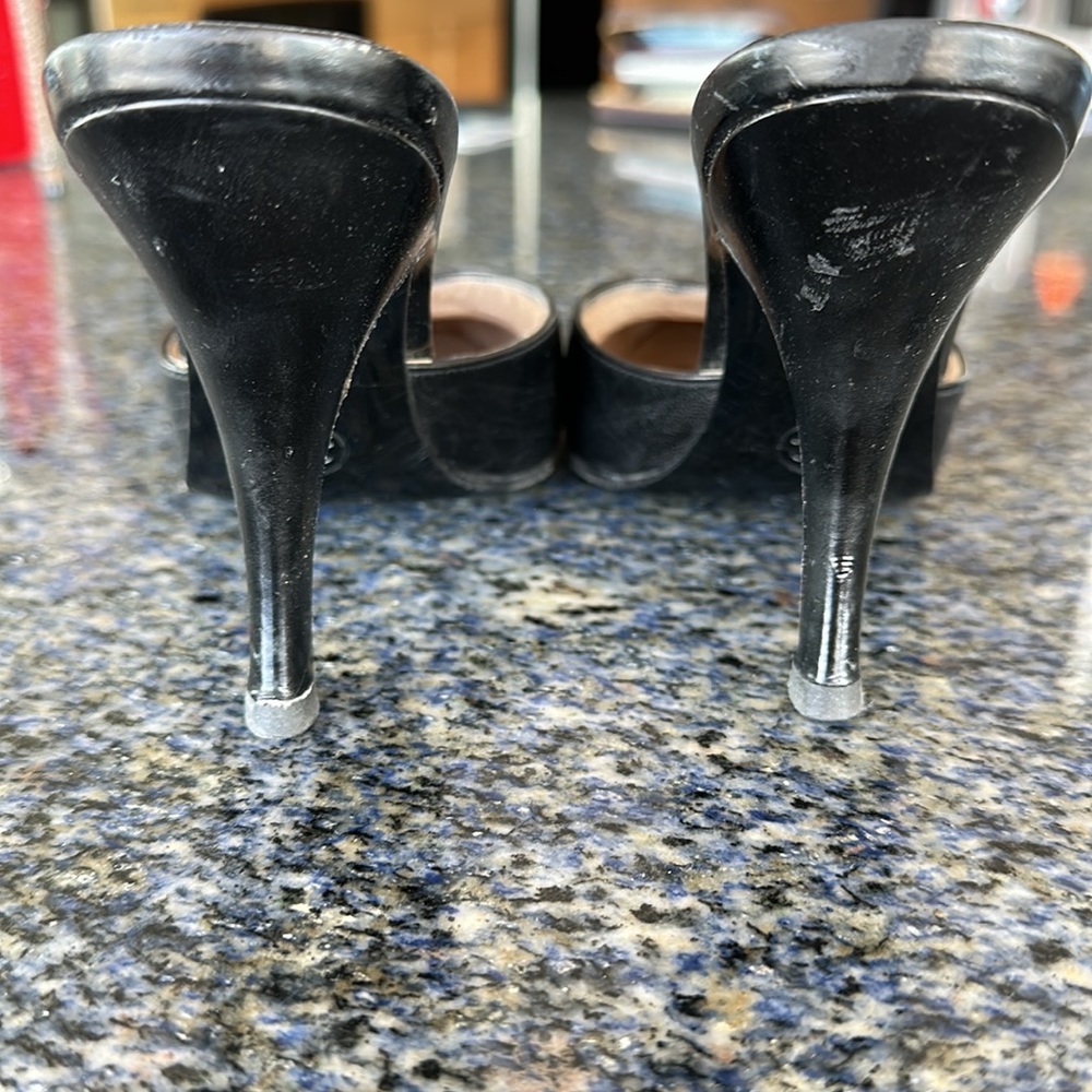 Chanel mules authentic VINTAGE all leather Black size 37 - Picture 2 of 5